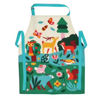 Wipeable cotton children's apron - Woodland