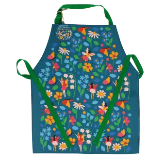 Wipeable cotton children's apron - Fairies in the Garden