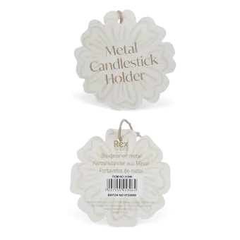 Enamel flat flower candle holder Tag - Aqua
