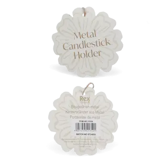 Enamel cupped flower candle holder Tag - Aqua