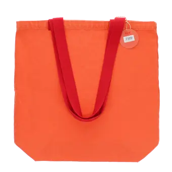 Two-tone cotton tote bag - Coral