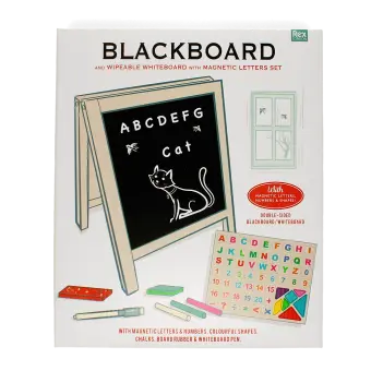 Tabletop blackboard and whiteboard easel set