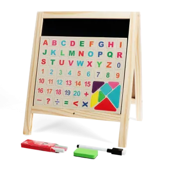 Tabletop blackboard and whiteboard easel set