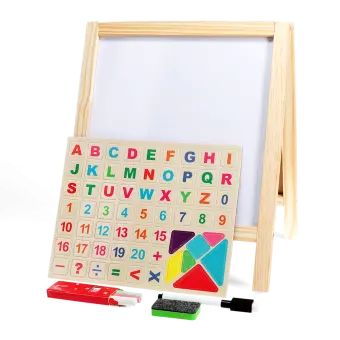 Tabletop blackboard and whiteboard easel set