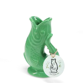 Green fish vase