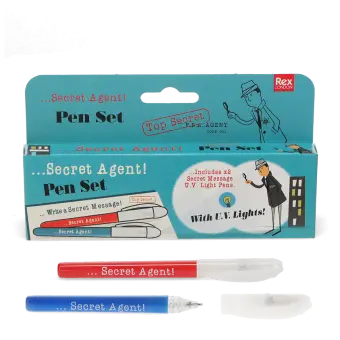 Invisible ink spy pens (set of 2) - Secret Agent