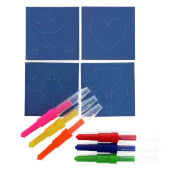 Magic rainbow coloured blow pens