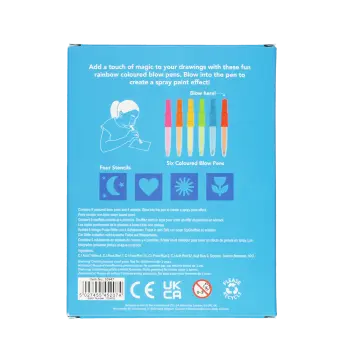 Magic rainbow coloured blow pens