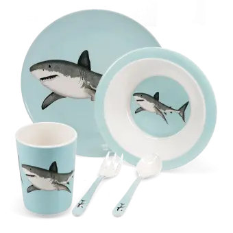Children's melamine dinner set (5 pieces) - Sharks