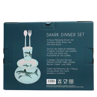 Children's melamine dinner set (5 pieces) - Sharks