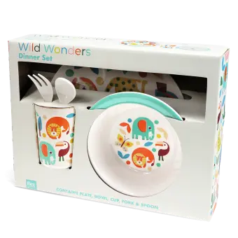 Children's melamine dinner set (5 pieces) - Wild Wonders