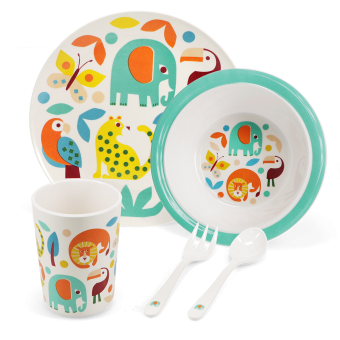 Children's melamine dinner set (5 pieces) - Wild Wonders
