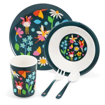 Children's melamine dinner set (5 pieces) - Fairies in the Garden