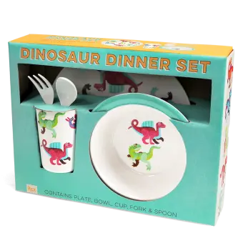 Children's melamine dinner set (5 pieces) - Baby Dinos