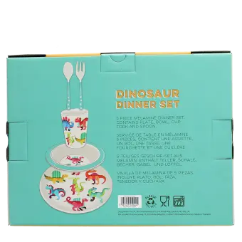 Children's melamine dinner set (5 pieces) - Baby Dinos