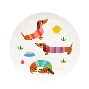 Children's melamine plate - Sunny Sausage Dog