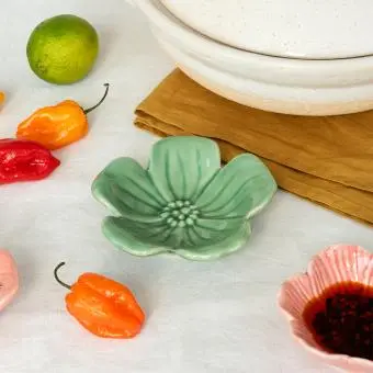 Ceramic flower dish 11cm - Green