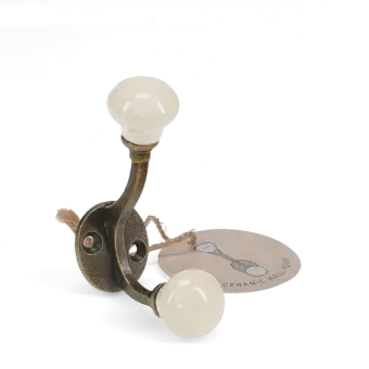 Ceramic double hook - Cream