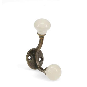 Ceramic double hook - Cream
