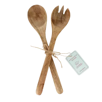 Mango wood salad server set
