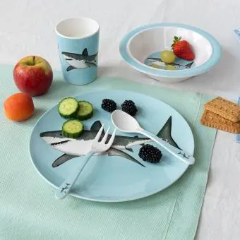 Children's melamine dinner set (5 pieces) - Sharks
