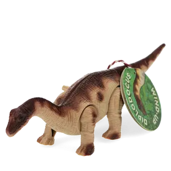 Brontosaurus wind up toy in brown and beige with tag