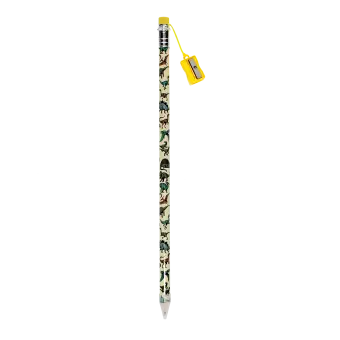dinosaur printed pencil with yellow sharpener