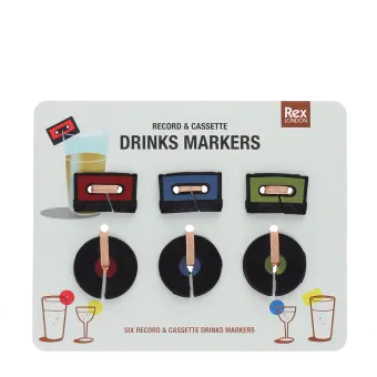 Music media drinks markers (set of 6) - Record and cassette