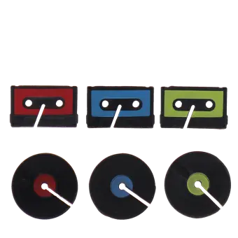 Music media drinks markers (set of 6) - Record and cassette