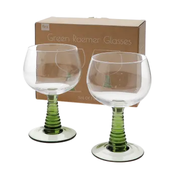  Retro roemer glasses 350ml (set of 2) - Green