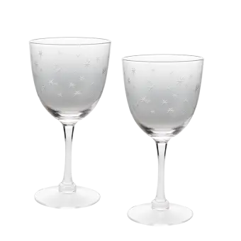 Etched star wine glasses (set of 2) - Clear