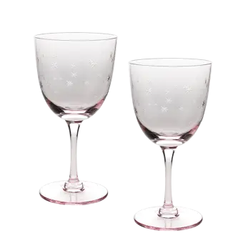 Etched star wine glasses (set of 2) - Pink