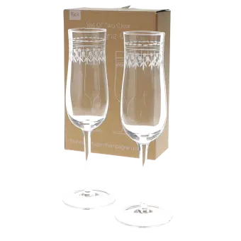Vintage etched champagne glasses 200ml (set of 2) - Clear