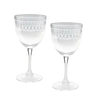 Vintage etched wine glasses (set of 2) - Clear