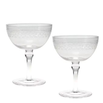 Vintage etched coupe glasses (set of 2) - Clear