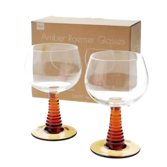 Retro roemer glasses 350ml (set of 2) - Amber