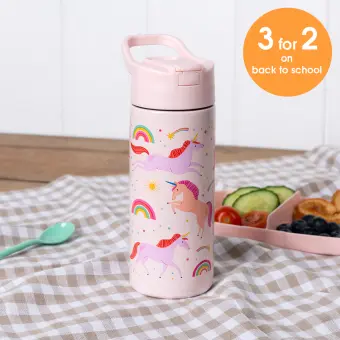 Children's water bottle - Unicorn (stainless steel with straw, 500ml)