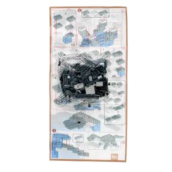 Step-by-step illustrated instructions and a bag of model brick kit