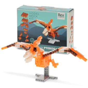 completed pterodactyl model alongside the packaging