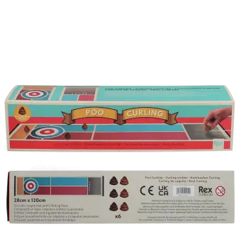 poo curling game box showing safety warning