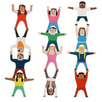 stacked 12 wooden characters