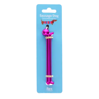 sausage dog stylus ballpoint pen in pink with packaging