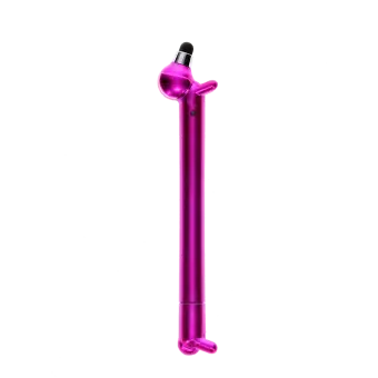 sausage dog shaped stylus ballpoint pen in pink with cap on