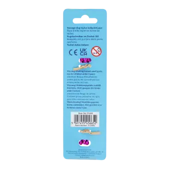 back of sausage dog stylus ballpoint pen packaging with safety warning
