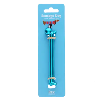 sausage dog stylus ballpoint pen in blue with packaging