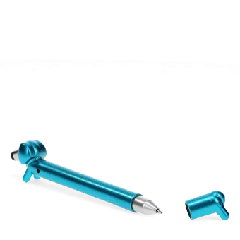 sausage dog stylus ballpoint pen in blue with cap off