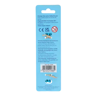 back of sausage dog stylus ballpoint pen packaging with safety warnings