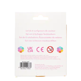 highlighter packaging showing safety warning in multilingual