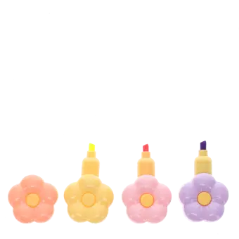 unstacked flower shaped highlighters in different colour