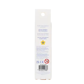 Mini highlighters packaging showing safety warnings in multilingual